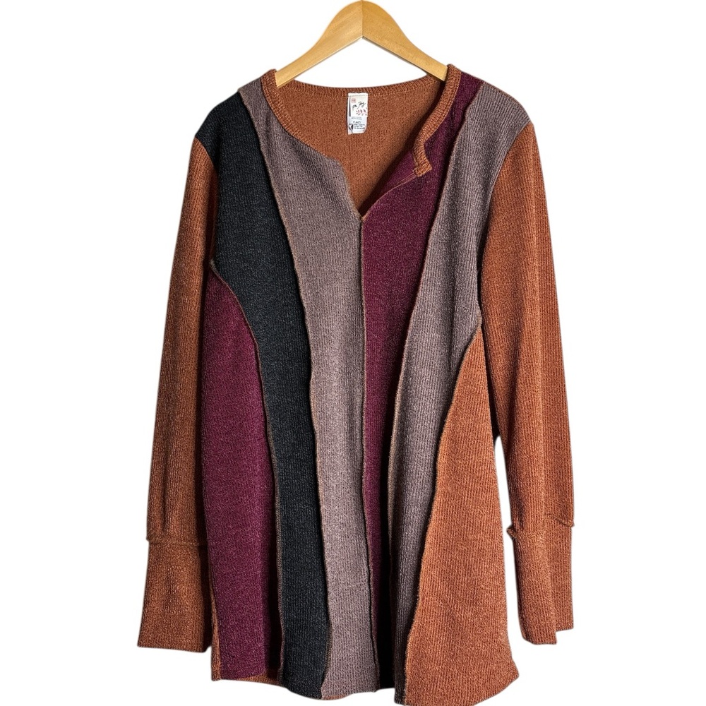 Boho festival soft lightweight top shirt brown, wine, taupe. Patchwork